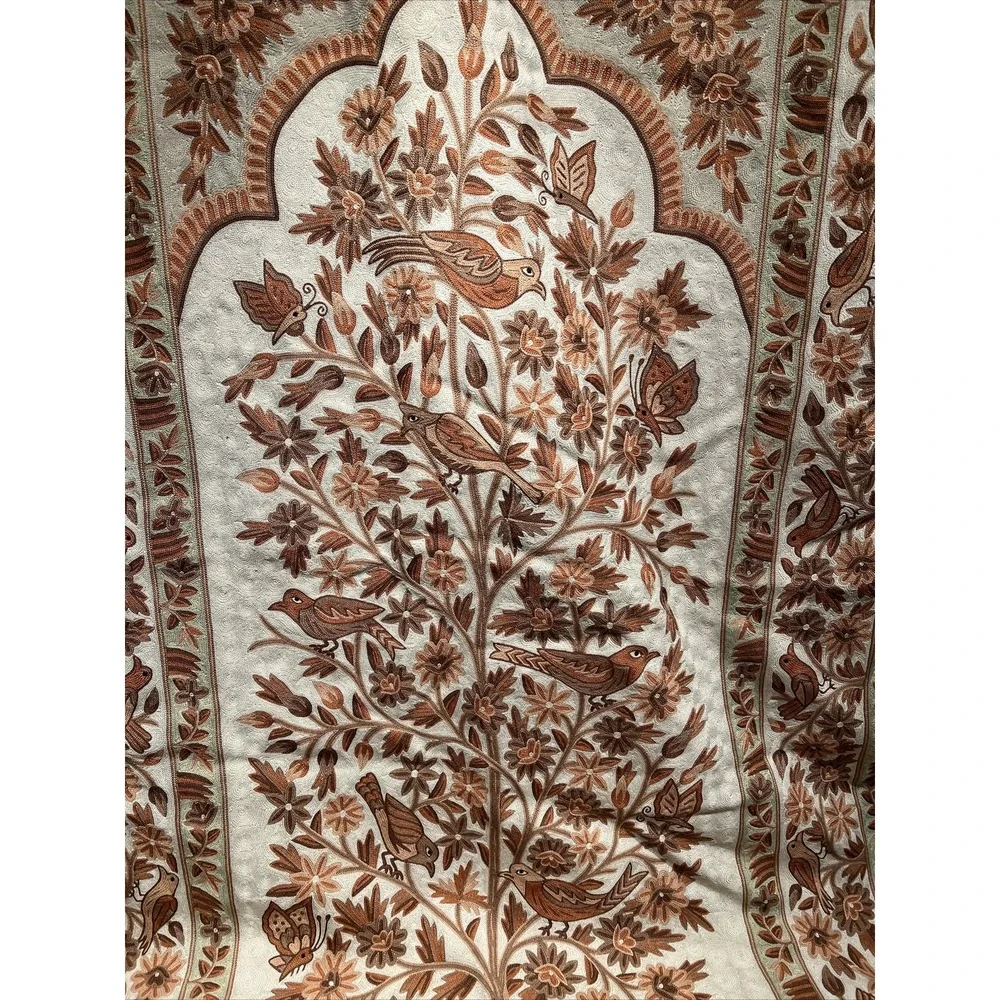 Handmade Crewel‎ Embroidered Tree of Life rug carpet Bird Floral Tapestry 36x56